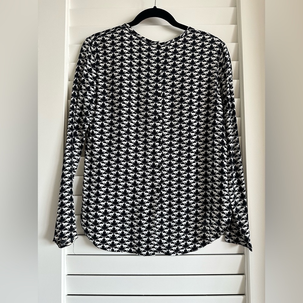 Black & White Cat Print Blouse